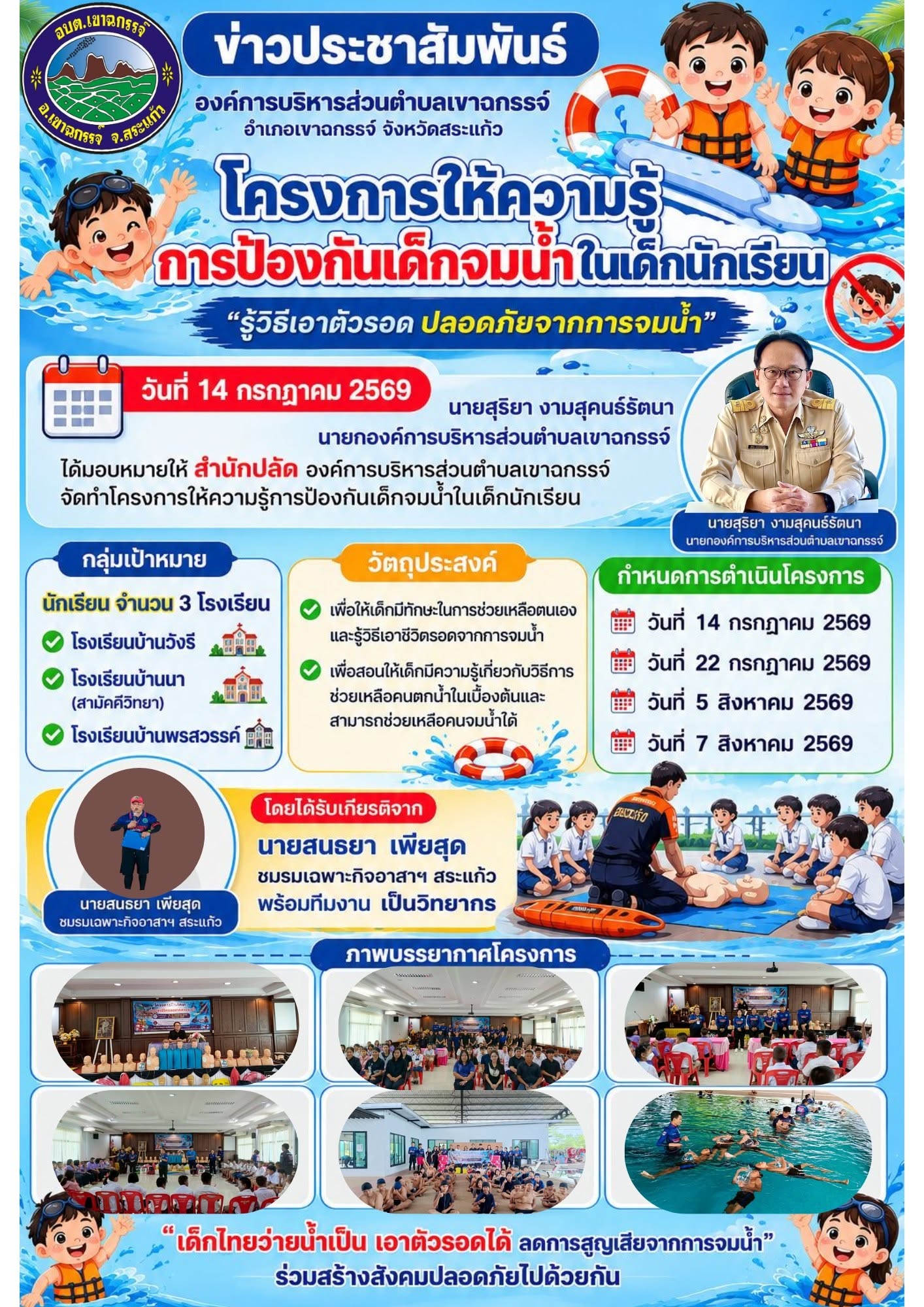 โครงการให้ความรู้การป้องกันเด็กจมน้ำในเด็กนักเรียน